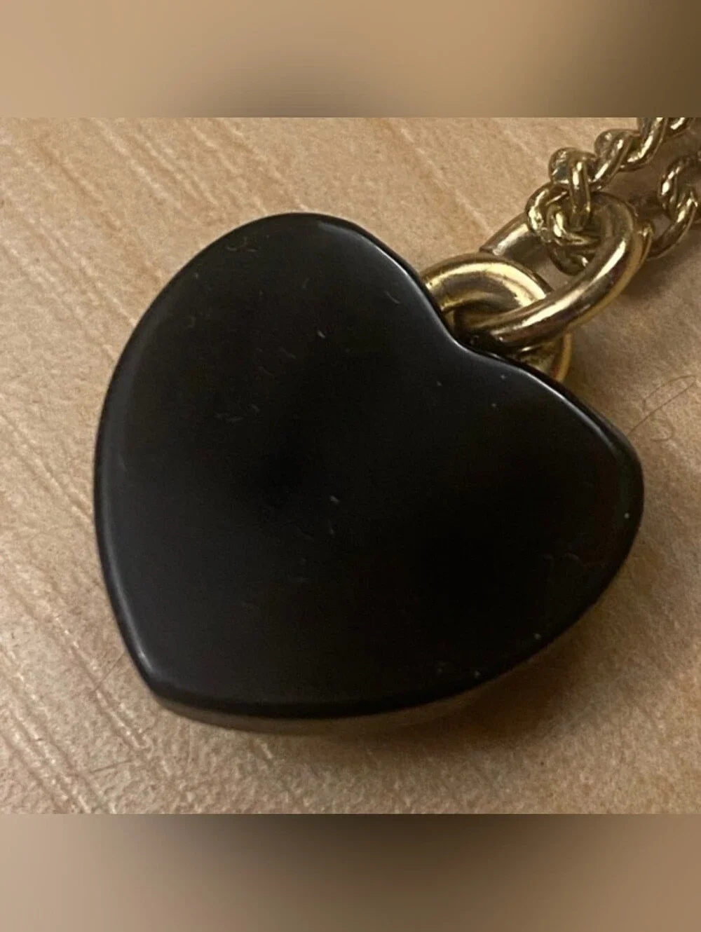 CHANEL Black Heart Pendant Necklace